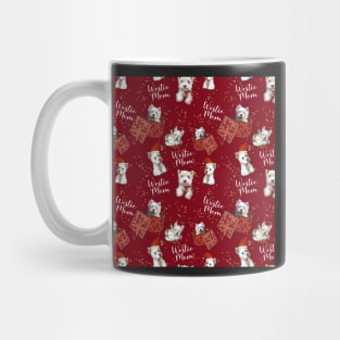 Christmas westies mom red pattern Mug